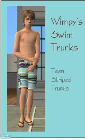 Sims 2 — Teen Striped  Swim Trunks by wimpy1968 — Strut your stuff in these great swim trunks.
