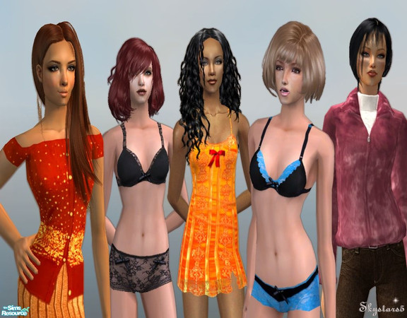 Sims 2 — Soft  Clothing Set by skystars5 — Various recolors for your adult Sims. This assortment includes two undies, one