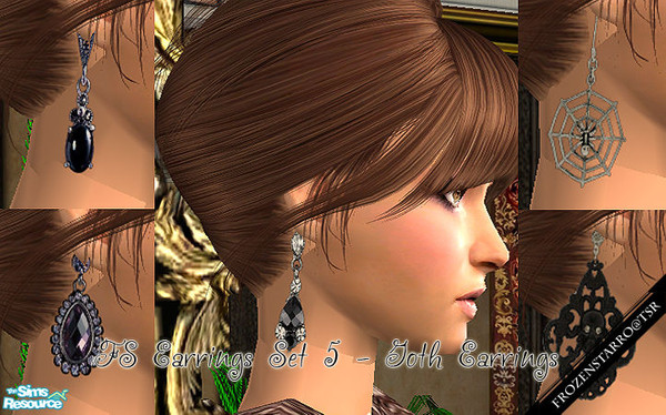 Sims 2 — FS Gothic Earrings Set by FrozenStarRo — Earrings for your gothic ladies :]