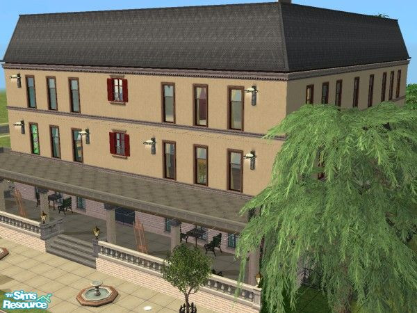 Sims 2 — Rothschild Flats by Ilyka — NO CUSTOM CONTENT. Basement: One 3BR 2BA unit with private patio. Main: Two 2BR 2BA
