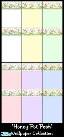 Sims 2 — Honey-Pot Pooh Walls Collection by shadow66 — This is a set of six seamless, painted, pastel walls (Blue, Green,