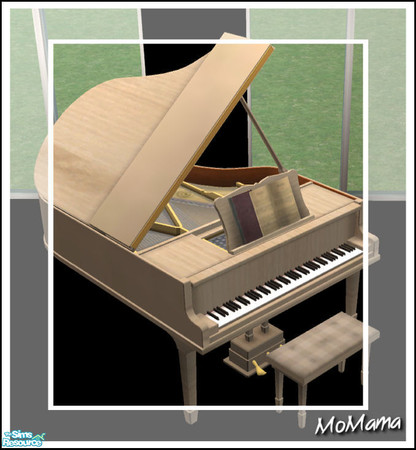 Sims 2 — NK Grand Pianos - Light Lakeland Acacia by MoMama — A grand piano in Light Lakeland Acacia with a seat of tufted