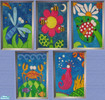 Sims 2 — Children\'s Art Set by scatterjoy — A collection of colorful, bright and cheery paintings of bugs and aquatic