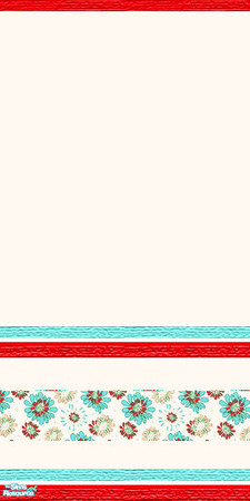 Sims 2 — Beigeflowers2 by juliana.brito — Cleand wallpaper with borders in red and blue and some flowers in the