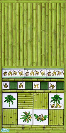 Sims 2 — Green Tiki Wall by bseblwmn — Add a nice touch to your Sims Tiki style home with this amazing green Tiki wall!