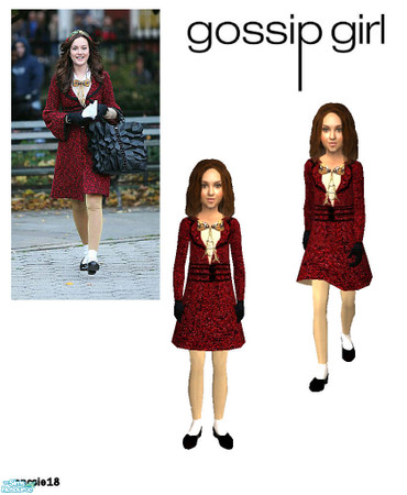 Sims 2 — Milly red tweed coat for children by ancsie18 — A perfectly amazing tweed coat as seen on Blair Waldorf