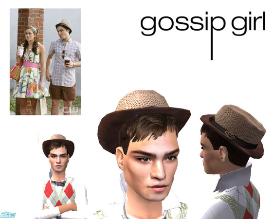 Sims 2 — Chuck Bass\' summer hat  by ancsie18 — A very cute and sexy hat as seen on Chuck Bass (Ed Westwick) in Gossip