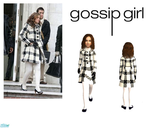 Sims 2 — Milly Ecru Wool Coat for children by ancsie18 — Milly ecru wool coat with white tights as seen on Blair Waldorf