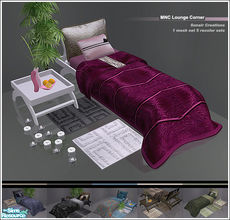 Sims 2 — MNC Lounge Corner by Sunair — 1 mesh set (lightwood) and 5 recolor sets (black, blue, darkwood, nature and
