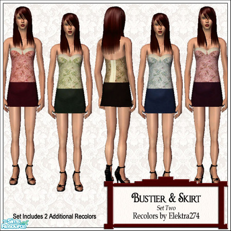 Sims 2 — Bustier & Skirt, Set 2 by elektra274 — A collection of 7 outfits for your sim ladies.