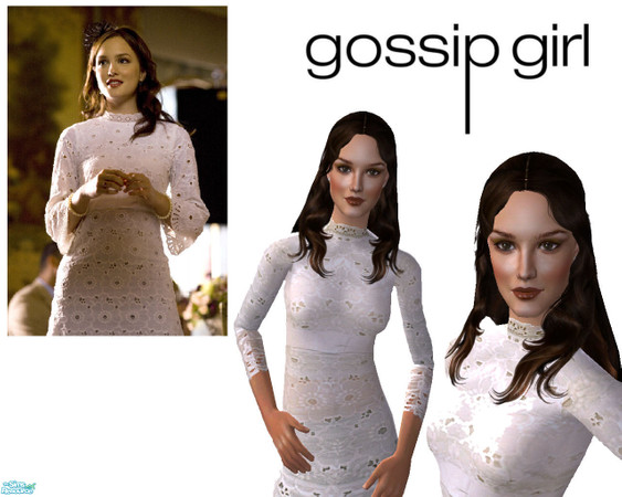 Sims 2 — Blair looks like an angel - Her hair by ancsie18 — An amazingly cute white dress and curly hair as seen on Blair