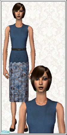 Sims 2 — Sleeveless Sweaters & Skirts, Set 1 - 08 by elektra274 — A solid sleeveless sweater paired with a print
