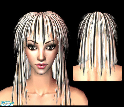 Sims 2 — Um RockStar Hair - White by UM_Creations — Long hair, brighter highlights, asymmetrical back - 80\'s looking