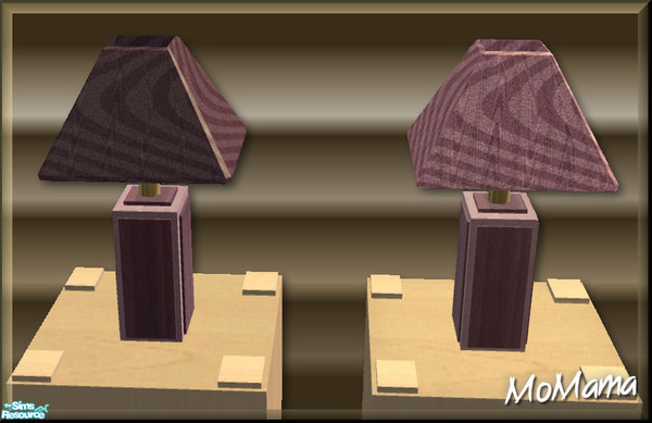 Sims 2 — NK Broadbent DR Table Lamps Wave - Plum by MoMama — A wavy lampshade of Plum on a dark matching wood base with