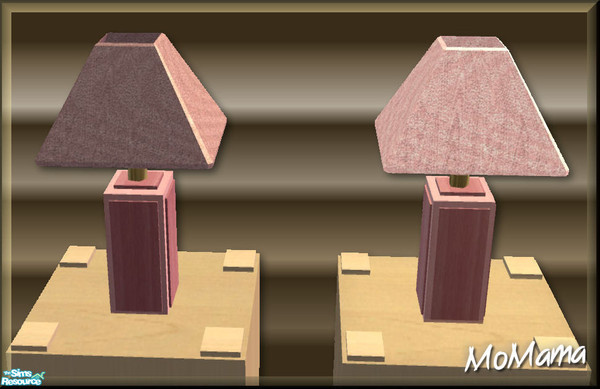 Sims 2 — NK Broadbent DR Table Lamps Wave - Dusty Pink by MoMama — A wavy lampshade of Dusty Pink on a dark matching wood