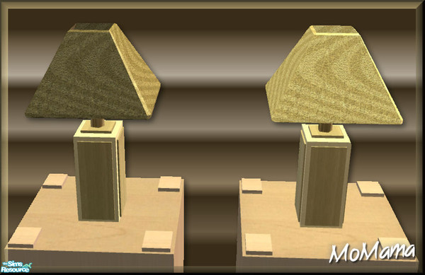 Sims 2 — NK Broadbent DR Table Lamps Wave - Yellow by MoMama — A wavy lampshade of Yellow on a dark matching wood base