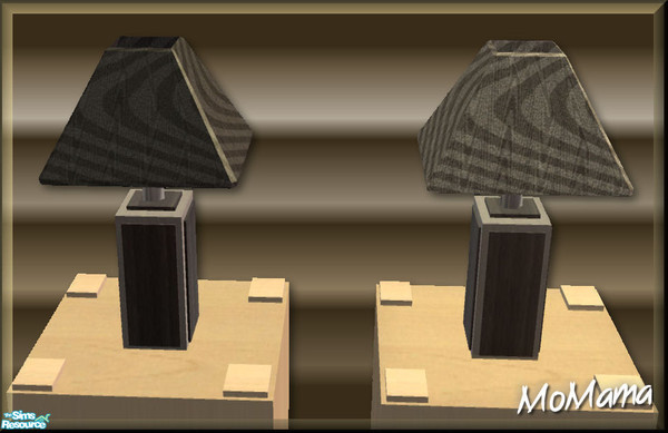 Sims 2 — NK Broadbent DR Table Lamps Wave - Dark Grey by MoMama — A wavy lampshade of Dark Grey on a dark matching wood