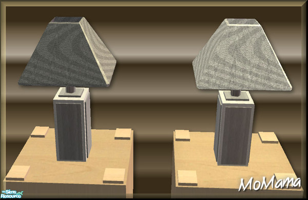 Sims 2 — NK Broadbent DR Table Lamps Wave - Light Grey by MoMama — A wavy lampshade of Light Grey on a dark matching wood