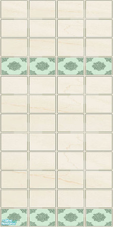 Sims 2 — NK Clean Green Bathroom - Wall by MoMama — A wall of off-white marble with border and base of a nice light