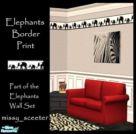 Sims 2 — Elephants - Border2 by missy_sceeter — Part of the Elephant Border & Stencil walls set.