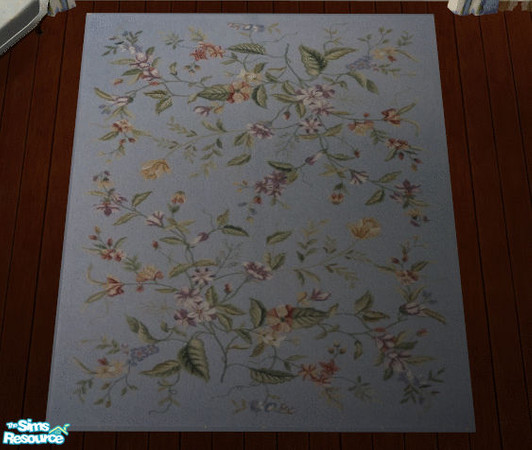 Sims 2 — Carried Away Bedroom Area Rug by lisa9999 — Bright blue floral rug.