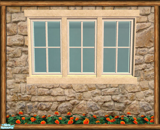 Sims 2 — Cottage 3 Tile Window - V2 Mesh by Shakeshaft — Part of a set of Cottage Style Windows and Doors, with Sandstone