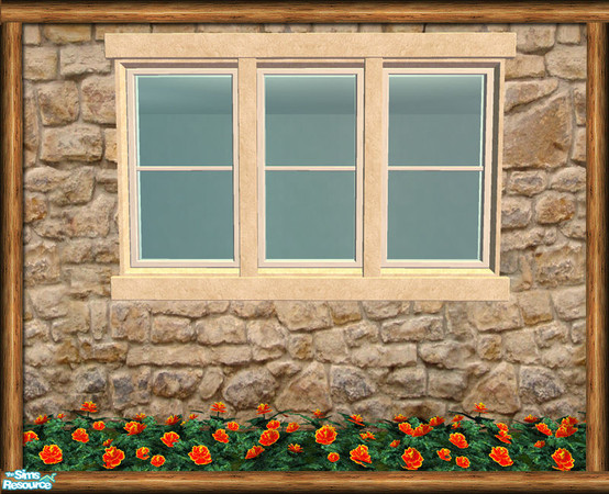 Sims 2 — Cottage 3 Tile Window - V4 Mesh by Shakeshaft — Part of a set of Cottage Style Windows and Doors, with Sandstone