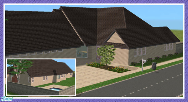 Sims 2 — Hometown USA 03 by TKayO — Base game compatible. Pool. Large master suite. Garage space included--if you have an