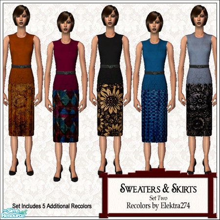 Sims 2 — Sleeveless Sweaters & Skirts, Set 2 by elektra274 — A collection of 10 outfits for your sim ladies.