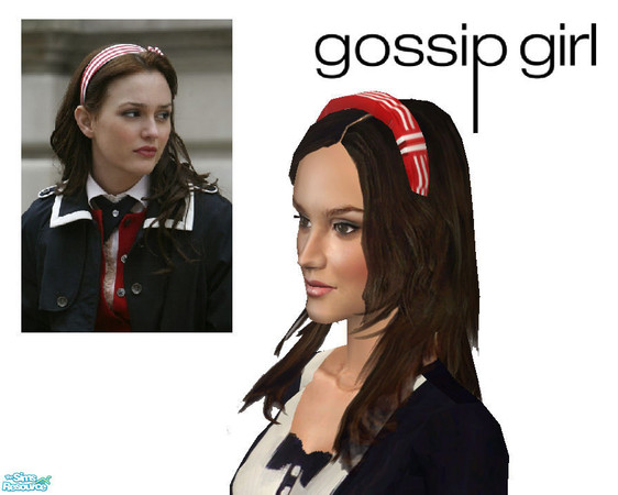 Sims 2 — A set of Blair Waldorf\'s headbands - Red striped by ancsie18 — Cute headband as seen on Blair Waldorf (Leighton