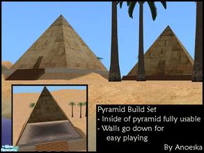 Sims 2 — Pyramid Build Set by AnoeskaB — Pyramid walls in 5 different sizes and 2 recolors. The pyramids are fully