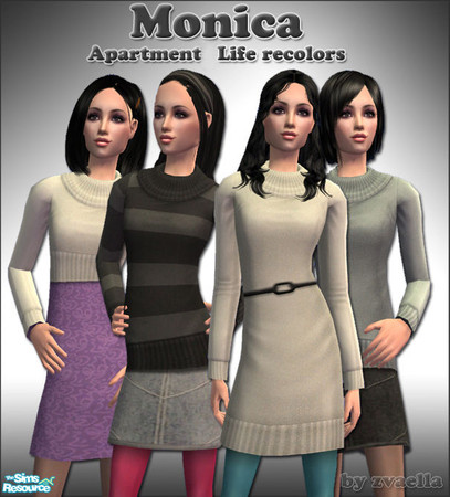 Sims 2 — Monica by zvaella — A recolor of my favorite teen outfit from the Apartment Life EP. I added a few details