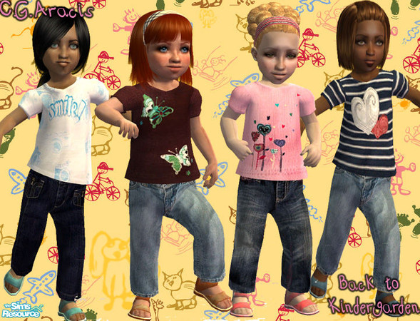 Sims 2 — Back to Kindergarden by C.G.Aracis — Older sisters and brothers go back to school,but toddlers wnna look cute in