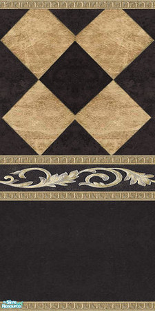Sims 2 — Ebony Black Marble Walls & Floors Set - Wall 05 by Sheera — Part of my Ebony Black Marble Walls & Floors