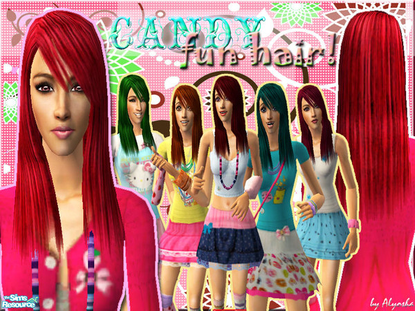 Sims 2 — Candy Fun Hair! by Alyosha — Another retexture of one of my favorite meshes! Comes in 6 fun colors for your