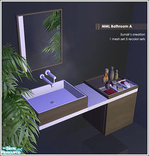 Sims 2 — MML Bathroom A by Sunair — 1 mesh set (lightwood) and 5 recolor sets (black, darkwood, nature, silver and
