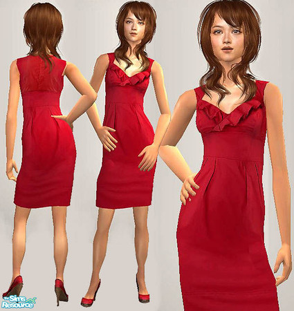 Sims 2 — openhouse AF Pencil Dresses - 5f0ade5b Openhouseredrose by openhousejack — a red ruffled neckline dress