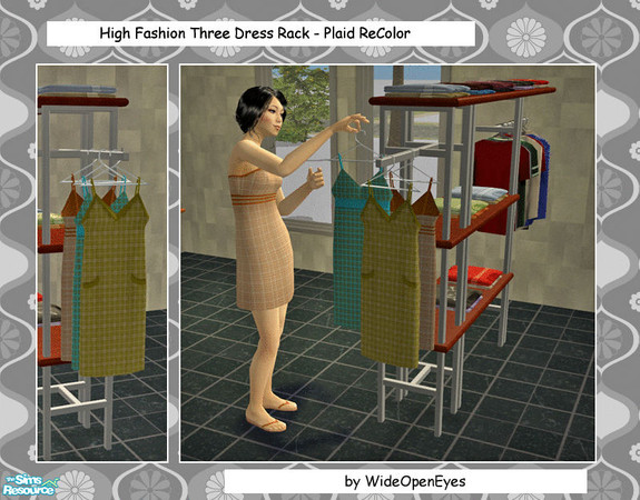 Sims 2 — HF Clothing Rack Plaid ReColor by wideopeneyes — This is a recolor of the High Fashion three dress clothing