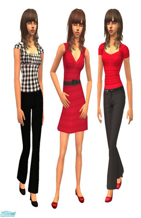 Sims 2 — Red Black by irene_busy — This set contains 3 outfits coloured in black, red and white.