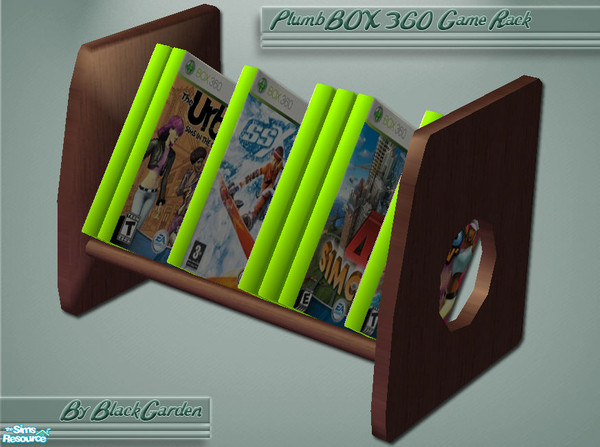 Sims 2 — PlumbBOX 360 Game Rack - Dark Wood by BlackGarden — Recolour of my decorative gaming rack. To get the dark wood