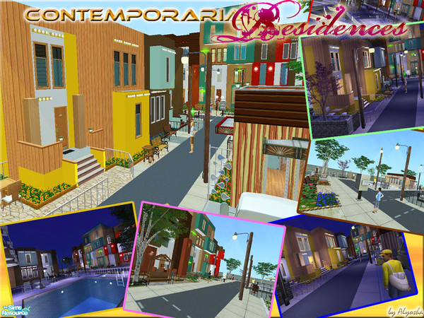 Sims 2 — Contemporaria Residences by Alyosha — Includes 2 apartments for couples, and 3 family apartments! A community