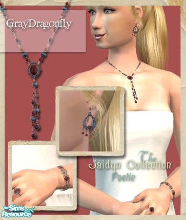 Sims 2 — The Jaidyn Collection - Poetic by GrayDragonfly — Full jewelry set includes earrings, a necklace, a bracelet,