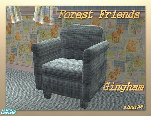 Sims 2 — Forest Friends Chair - Gingham by ziggy28 — A re-colour of the Maxis base game \'Contempo\' chair in gingham