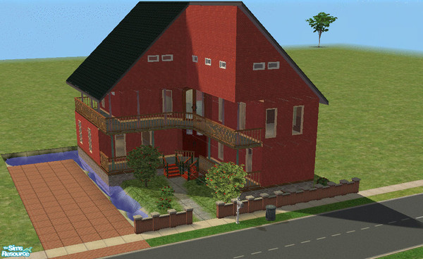 Sims 2 — Red Brick House by mergytemigle — This house has two bedrooms (one single and one double), kitchen, parking