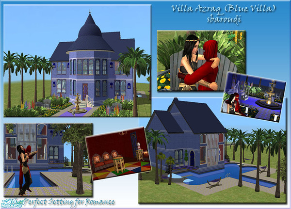 Sims 2 — Villa Azraq  by sbaroudi — Villa Azraq (blue villa in arabic), with its conical roof and middle eastern style