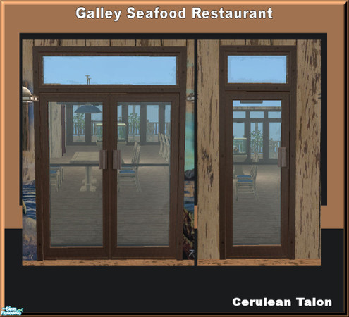 Sims 2 — Galley Seafood Restaurant Set - Double Door by Cerulean Talon — Rough furniture with high end appliances make