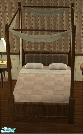 Sims 2 — Midlands TC 122 Victorian Floral Bedroom Set - Bed by midland_04 — Victorian style bed, bedding included. Hope