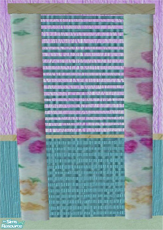 Sims 2 — tams tc 127 set 1 - Blinds For Tc 127 by tambriah — floral sides with blue textured blinds & wicker top rail