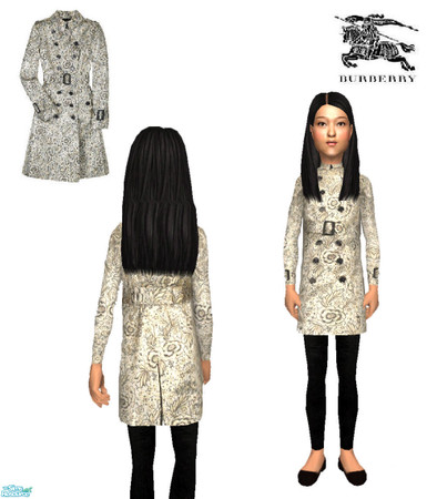 Sims 2 — Burberry English Rose Trench Coat for children by ancsie18 — Burberry English Rose Trench Coat CHILD VERSION