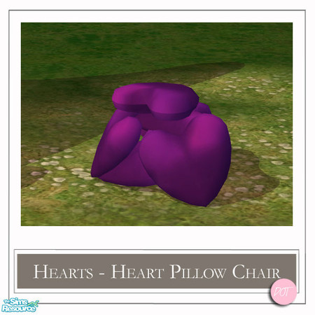 Sims 2 — Hearts Heart Pillow Stack Chair Purple by DOT — Hearts Valentines Hearts Pillow Stack Chair Purple. 4 Meshes